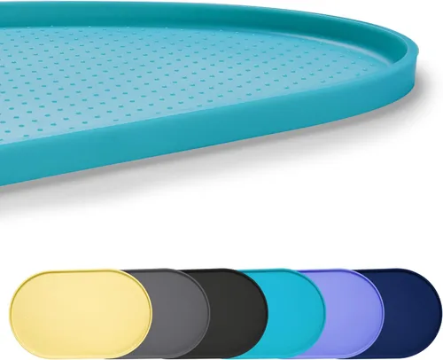 Tapete de silicona para comida de perros 100% impermeable con borde elevado de 0.5 pulgadas, sin BPA, tapetes de alimentación para mascotas que