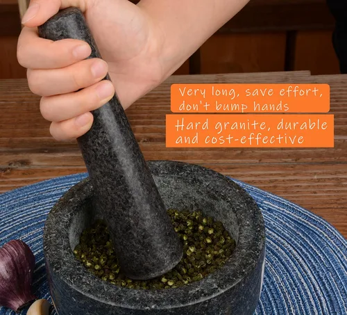 Miniatura 3 de Maja de repuesto de granito de 7.4 pulgadas, solo piedra pulida, mortero grande para multifunción en cocina (mortero no incluido) (granito pulido)
