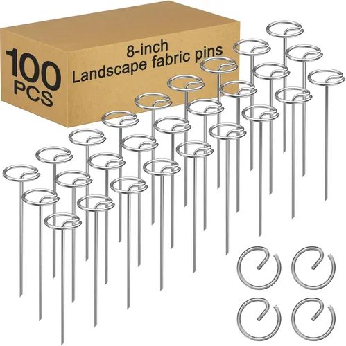 Miniatura 10 de 60 piezas de grapas galvanizadas de servicio pesado de 6 pulgadas para paisajismo – Pasadores de cabeza circular de calibre 8 engrosados
