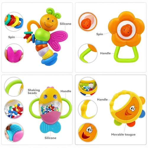 Miniatura 2 de MOONTOY 12 sonajeros para bebés de 0 a 6 meses, juguetes de dentición de 3 a 6 meses, mordedores para bebés recién nacidos, juguetes de 6 a 12