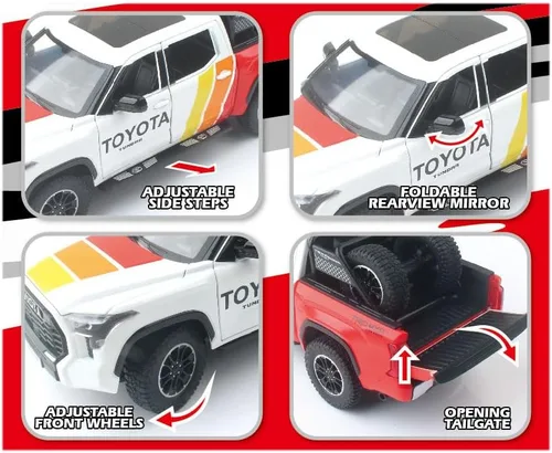 Miniatura 6 de Toyota Tundra TRD 4x4 Off Road - Camión modelo fundido a escala 1:24 (blanco)