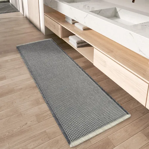 Miniatura 29 de AMOAMI Tapete de baño mejorado con diseño de gofre, súper absorbente, antideslizante, para suelo de baño, lavable a máquina, con borlas, tapetes