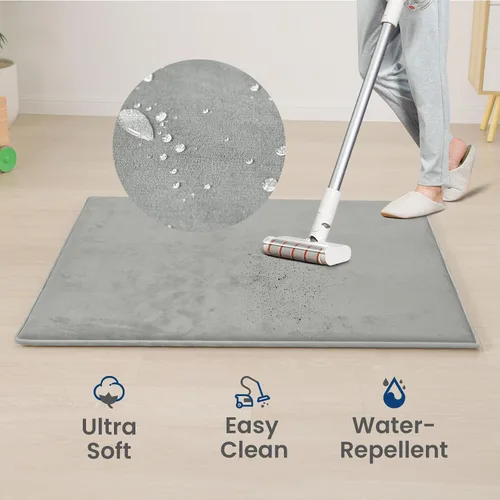 Miniatura 8 de Huloo Sleep Alfombra de Juego para Bebés para Piso, Espesor de 1.3" de Espuma Elástica, Alfombra de 1.27m×1.27m para Tiempo de Barriga, Terciopelo