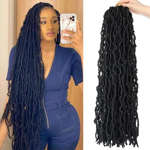 Miniatura 9 de LMZIM 7 paquetes de cabello sintético de ganchillo preanudado de 26 pulgadas, trenzas de ganchillo suaves de diosa para mujeres negras, extensiones