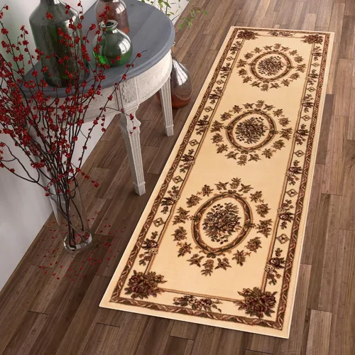 Miniatura 17 de Alfombra de pastoral con medallón de tejido suave y grueso, estilo europeo, con diseño floral y tradicional, fácil de limpiar, moderna, clásica
