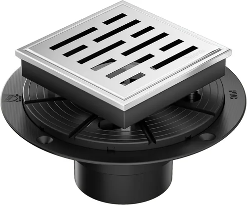 Neodrain Drenaje de ducha cuadrado, rejilla de acero inoxidable 304 de 4 pulgadas y cuerpo de drenaje de PVC, rejilla de patrón de ladrillo con