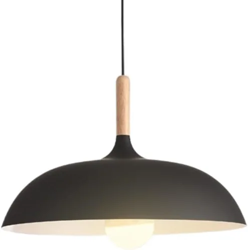 Iluminación colgante de madera de metal simple y colorida, lámpara colgante rústica de aluminio estilo industrial, moderna lámpara colgante Negro