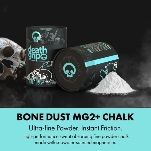 Miniatura 2 de Death Grip Bone DUST MG2+ - Tiza de escalada de 4.41 oz, polvo fino, carbonato de magnesio de agua de mar solar pura, gimnasio, gimnasia, escalada