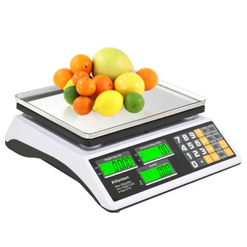 Miniatura 11 de Báscula comercial de alimentos de 88 libras / kilogramos/oz, escala de cálculo de precios con pantalla doble, recargable, placa reversible 88lb