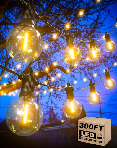 Miniatura 15 de Zuske: Cadena de luces para exteriores de 150 pies, luces de patio con 75 bombillas G40 de globo irrompibles (3 de repuesto), luces LED colgantes