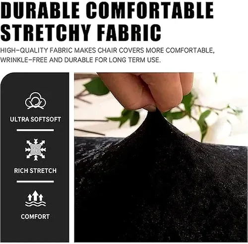Miniatura 3 de Fundas elásticas para sillas de terciopelo gris de lujo, suaves, sin arrugas y duraderas, universales para sillas de comedor, banquetes y bodas.