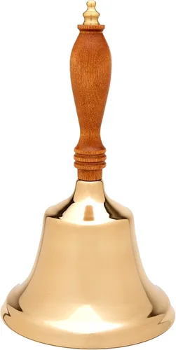 Miniatura 9 de Bevin Bells Campana de mano de latón macizo 8HB Mango de madera dura de Nueva Inglaterra Elegante campana de llamada manual Fabricantes