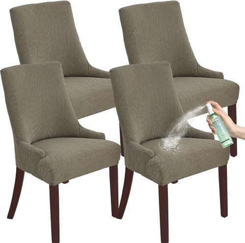 Miniatura 8 de Wingback - Funda impermeable para silla, funda de jacquard elástica (beige, 1 unidad) Instant room refresh with easy cleanup, dependable mess