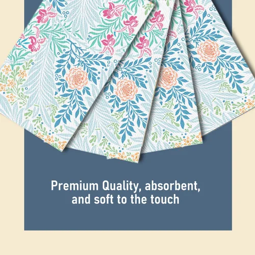 Miniatura 3 de 100 Piezas Toallas de Mano Desechables, Servilletas de Papel Vintage con Diseño Floral de Pájaro de Acuarela, Servilletas de Invitados con Flores