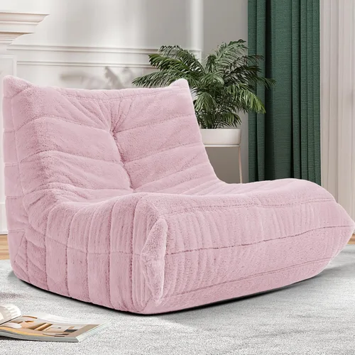 Miniatura 38 de Puf para adultos, silla puf grande, sillón con relleno de espuma viscoelástica para el hogar, apartamento o sala de juegos, gris afelpado Felpa gris