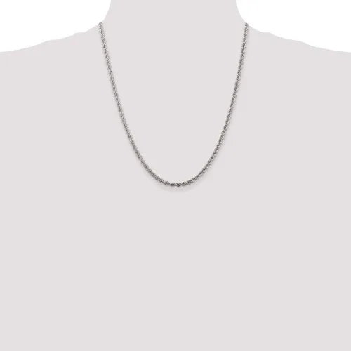 Miniatura 2 de Collar de cadena de plata de ley maciza de 0.118in con lazo negro