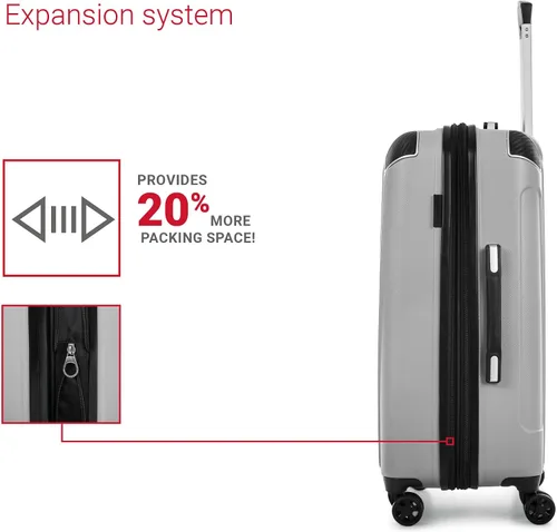 Miniatura 4 de Swiss Mobility PVG Collection - Juego de equipaje rígido de 3 piezas, maletas expandibles con ruedas giratorias de 360 grados, mango retráctil