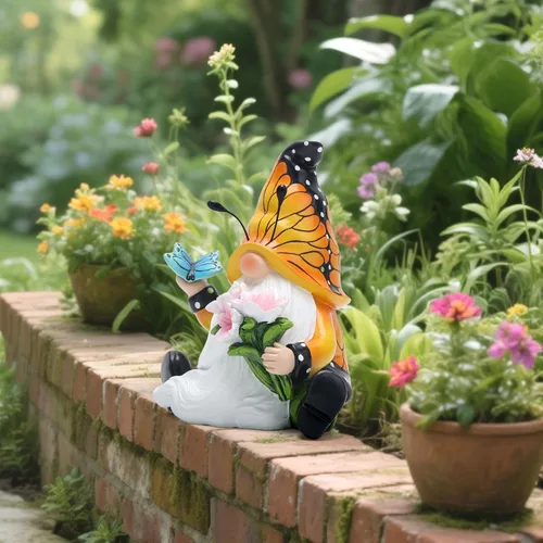 Miniatura 5 de Hodao Decoraciones de gnomos de mariposa de primavera para mesa del hogar, porche, jardín, patio, mariposa, elfo, decoración de figuras de gnomos