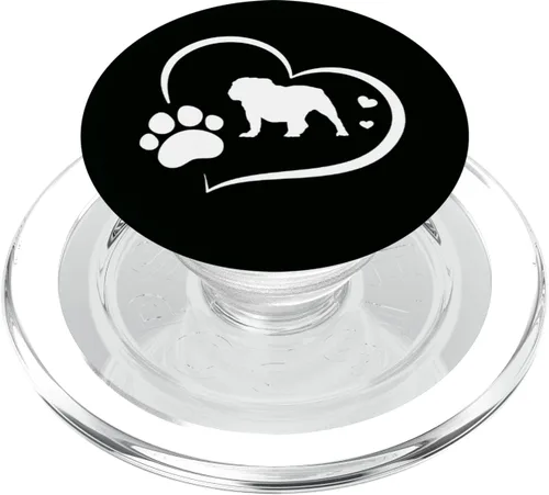 Miniatura 7 de Bulldog inglés con huella de pata y corazones en PopSockets negros PopGrip intercambiables