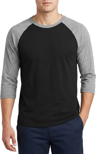 Miniatura 26 de Camiseta de béisbol raglán para hombre, de algodón, dos tonos, casual, atlética