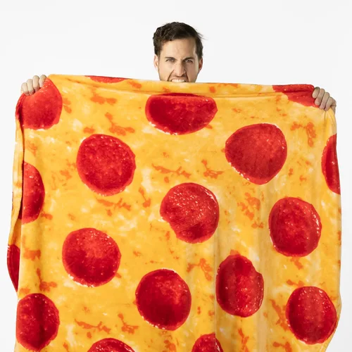 Miniatura 7 de Pavilia Manta de Pizza, Envoltorio de Pizza de Pepperoni y Queso de Doble Cara, Manta Novedosa para Adultos y Niños, Manta de Comida Realista