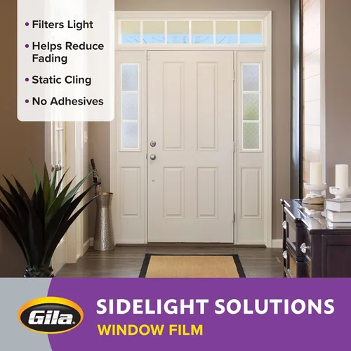 Miniatura 4 de Gila® Decoración de privacidad, azulejos esmerilados, luces laterales, entrada residencial, película para ventana, bricolaje, adherencia estática