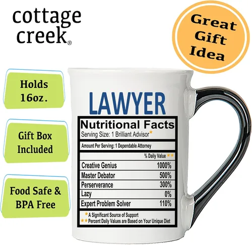 Miniatura 3 de Cottage Creek Taza de cerámica para abogado, taza de café de 16 onzas para mesa auxiliar, regalos para mamá, papá, marido, novio, regalos