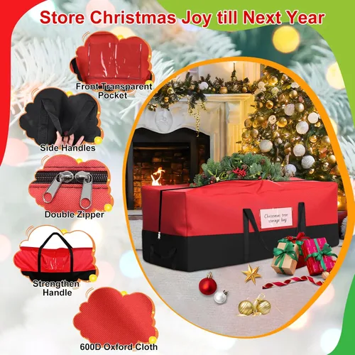 Miniatura 3 de Bolsa de almacenamiento para árbol de Navidad, se adapta a árboles artificiales de hasta 8 pies de alto, bolsa de árbol Oxford 600D resistente