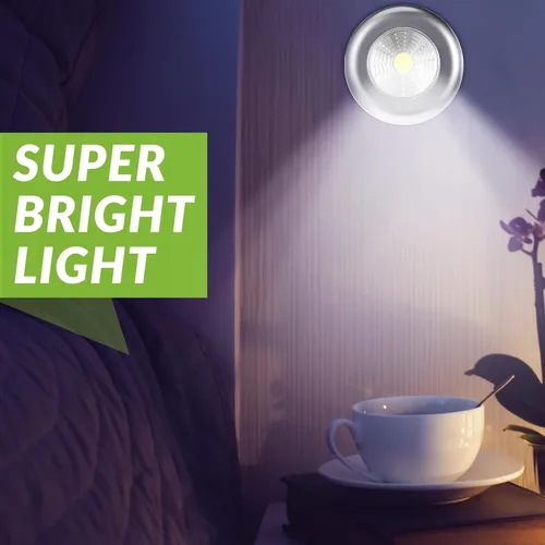 Miniatura 5 de Macarrie Paquete de 24 luces de disco con toque de presión, mini luz nocturna LED inalámbrica táctil de 2.68 pulgadas, 60 lúmenes, funciona