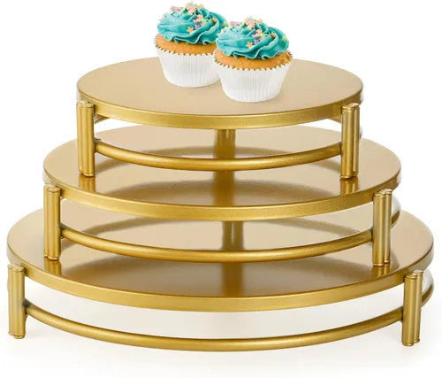 yarlung Paquete de 3 soportes dorados para tartas, soportes de exhibición de cupcakes de metal de 8/10/12 pulgadas, bandejas de postre, decoración
