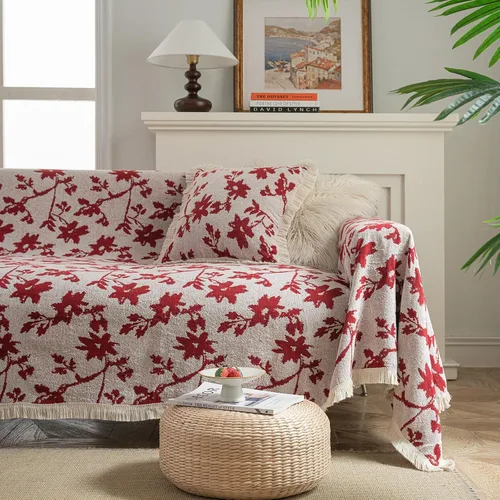 Miniatura 17 de vctops Fundas de sofá jacquard vintage para sofá seccional patrón de pájaros funda de sofá con flecos para perros fundas de sofá de dos plazas funda