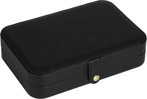 Miniatura 31 de Joyero pequeño, joyero de viaje portátil para mujer, mini organizador de viaje de 2 capas, regalo para mujeres y niñas, negro A