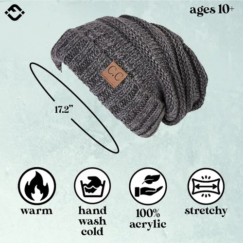 Miniatura 211 de Funky Junque Gorro de moda de punto trenzado de talla extragrande, grueso, abrigado, suave y holgado