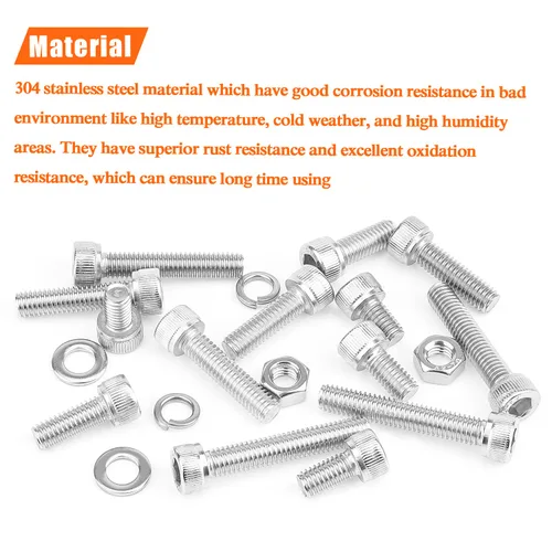 Miniatura 2 de HELIFOUNER 120 piezas M6 x 0.394 in /0.472 in /0.630 in /0.787 in /0.984 in /1.181 in /1.378 in, cabeza hexagonal, tornillos, arandelas, tuercas