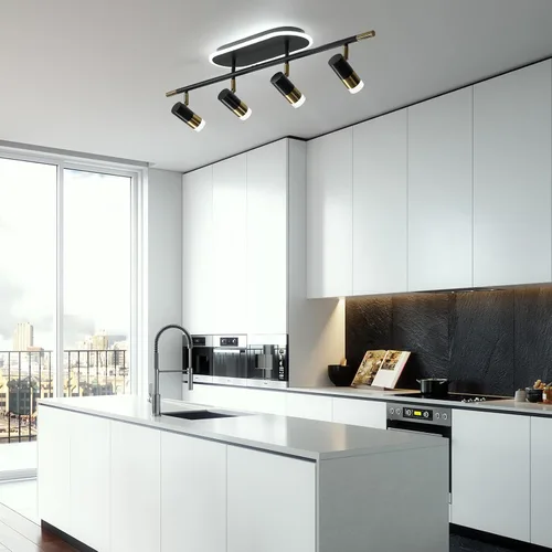 Miniatura 8 de Jaycomey Lámpara LED de 4 luces con control remoto, focos de luz de techo regulables de 41 W, ajustable de 3000 K-6500 K, moderna lámpara de techo