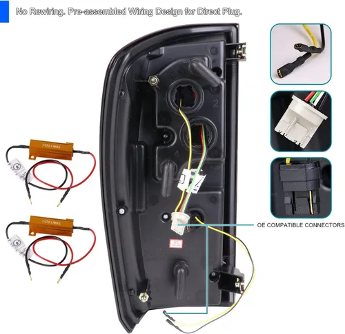 Miniatura 4 de SPEC-D TUNING Luces traseras LED color negro perla con barra de luz LED roja compatible con Toyota Tacoma 2016-2022, conjunto de par izquierdo +
