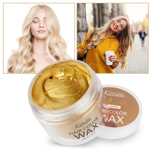 Miniatura 2 de Cera temporal para el cabello, color rubio dorado, cera de pintura de tinte para el cabello de Magic Master Keratin natural, lavable y temporal