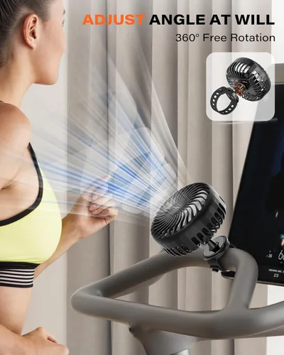 Miniatura 3 de A2C Ventilador de gimnasio recargable para bicicleta Peloton y bicicleta estática - Ventilador portátil de 4000 mAh con correa ajustable, 3