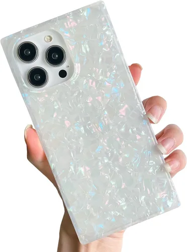 Miniatura 27 de Elegante concha de madre perla compatible con iPhone 13 Pro de 6.1 pulgadas, estuche de borde rectangular, elegante y delgado, con perla de abulón