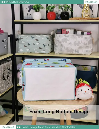 Miniatura 8 de Canasta plegable de almacenamiento para guardería, con revestimiento de polietileno impermeable, de grand tamaño, para niños y niñas, oficina