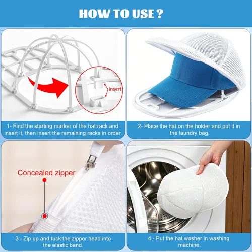 Miniatura 4 de Eiito Lavadora de sombreros para lavadora, paquete de 2 limpiadores de sombreros para gorras de béisbol, moldeador de sombreros para lavavajillas