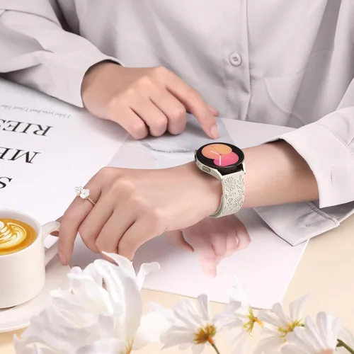 Miniatura 6 de SNBLK 6 unidades de bandas florales grabadas compatibles con Samsung Galaxy Watch 7 Banda 6 5 4 Active 2 FE 40mm 44mm/Watch 6/4 Classic/5 Pro/3