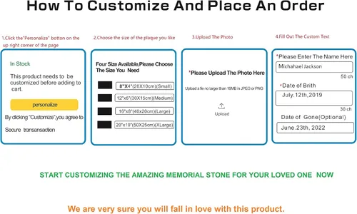Miniatura 7 de lápida, lápidas para tumbas, placa conmemorativa personalizada, marcadores de tumba para cementerio, piedra conmemorativa para un ser querido