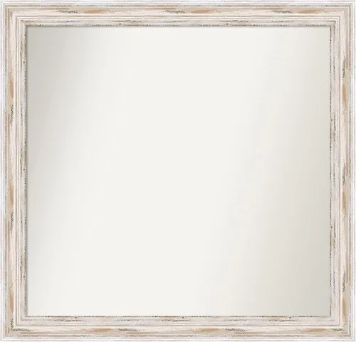 Miniatura 56 de Amanti Art Espejo de baño blanco para sobre el fregadero, 30 x 35 pulgadas, espejo de tocador rectangular estrecho de Eva de oro blanco, marco