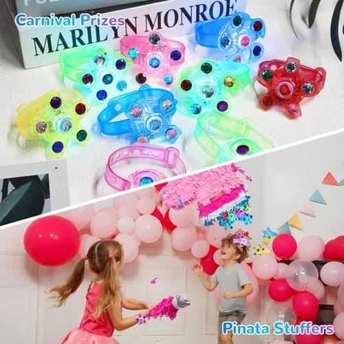 Miniatura 4 de Paquete de 24 pulseras LED Fidget Spinner – Recuerdos de fiesta que brillan en la oscuridad para niños de 4 a 8 a 12, juguetes de caja del tesoro