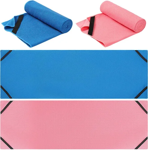 Tenceur Paquete de 2 toallas de sudor de yoga caliente de 24 x 72 pulgadas, antideslizantes, toallas de microfibra absorbente para pilates, deporte,
