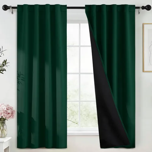 Miniatura 335 de Yakamok Cortinas negras, cortinas de ventana con aislamiento térmico y eficiencia energética para dormitorio, cortinas opacas completas y cortinas