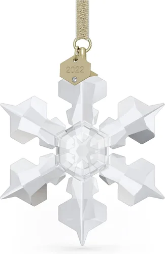 Swarovski Ornamento de Edición Anual 2022, Cristales Blancos de Swarovski con Acabado de Metal Tono Dorado Champán, Parte de la Colección de Edición