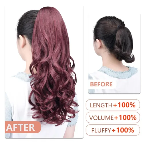 Miniatura 278 de Extensiones de cola de caballo de cabello rubio, extensiones de cola de caballo para mujer, pinza de extensiones de cabello rizado de 12 pulgadas