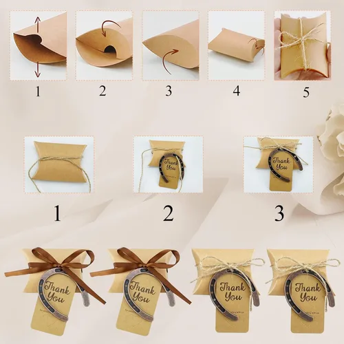 Miniatura 2 de 50 cajas de recuerdos de boda para fiesta de herradura de la suerte, zapatos de caballo para decoraciones de fiesta de vaquero occidental, caja